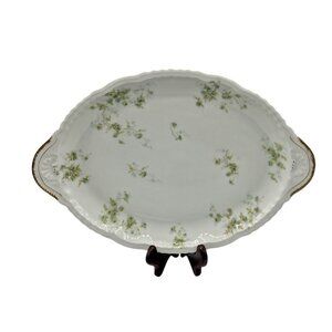 Theodore Haviland Schleiger Serving Tray Limoges France Green Floral 14 In